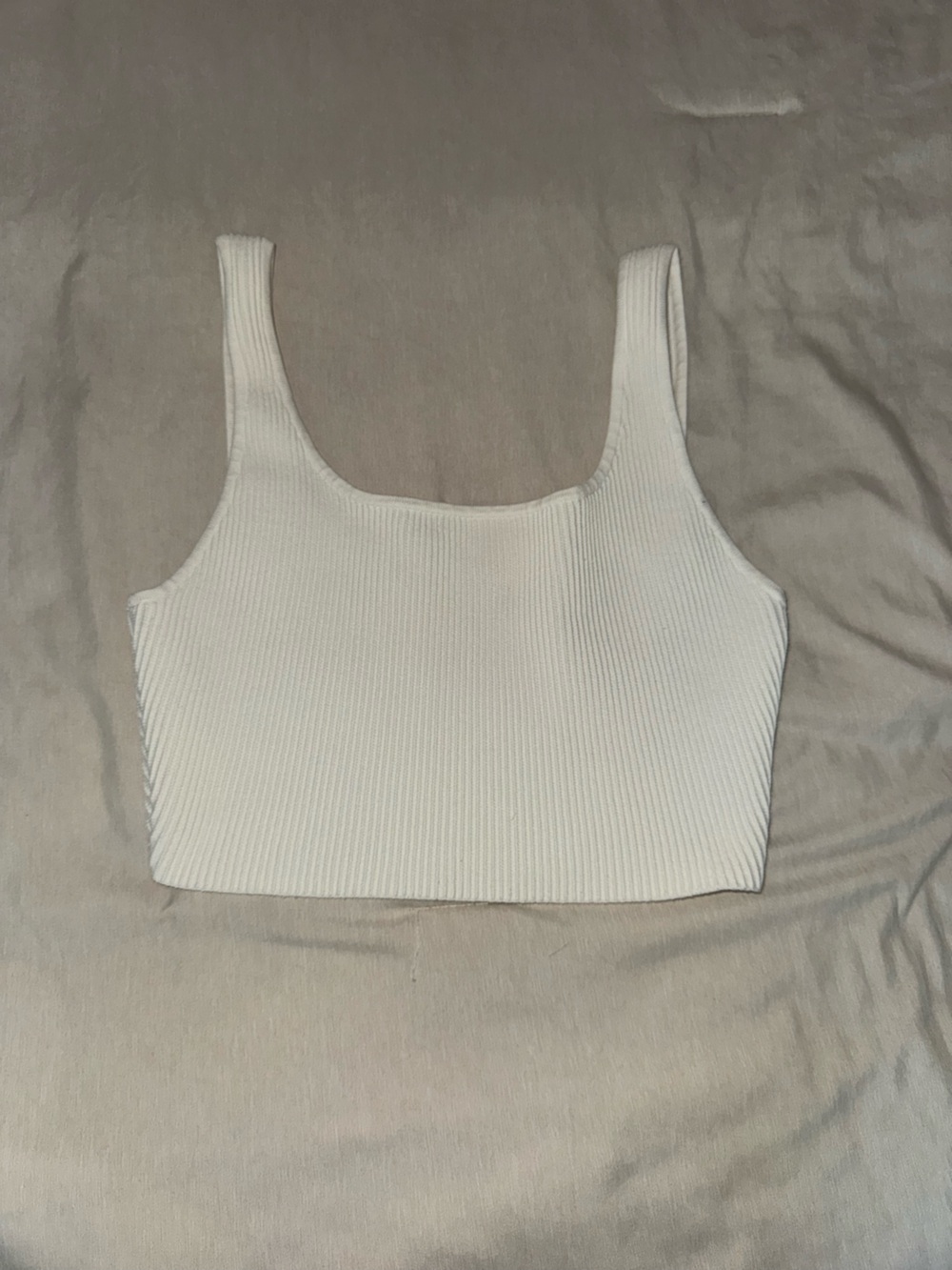 Aritzia White Ribbed Scoop Crop Tank